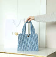 Uubags Dioriviera Small Spongy Book Tote Blue and White Spongy Dior Oblique Fabric 25.5x21.5x17cm - 3