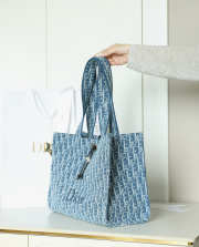 Uubags Dioriviera Medium Spongy Book Tote Blue Spongy Dior Oblique Fabric 36x27x16cm - 6