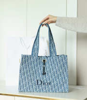 Uubags Dioriviera Medium Spongy Book Tote Blue Spongy Dior Oblique Fabric 36x27x16cm - 4
