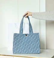 Uubags Dioriviera Medium Spongy Book Tote Blue Spongy Dior Oblique Fabric 36x27x16cm - 3