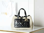 Uubags medium Dior Toujours reversible handbag oversized cannage patterned, soft cowhide leather in black and beige two-tone color scheme - 1
