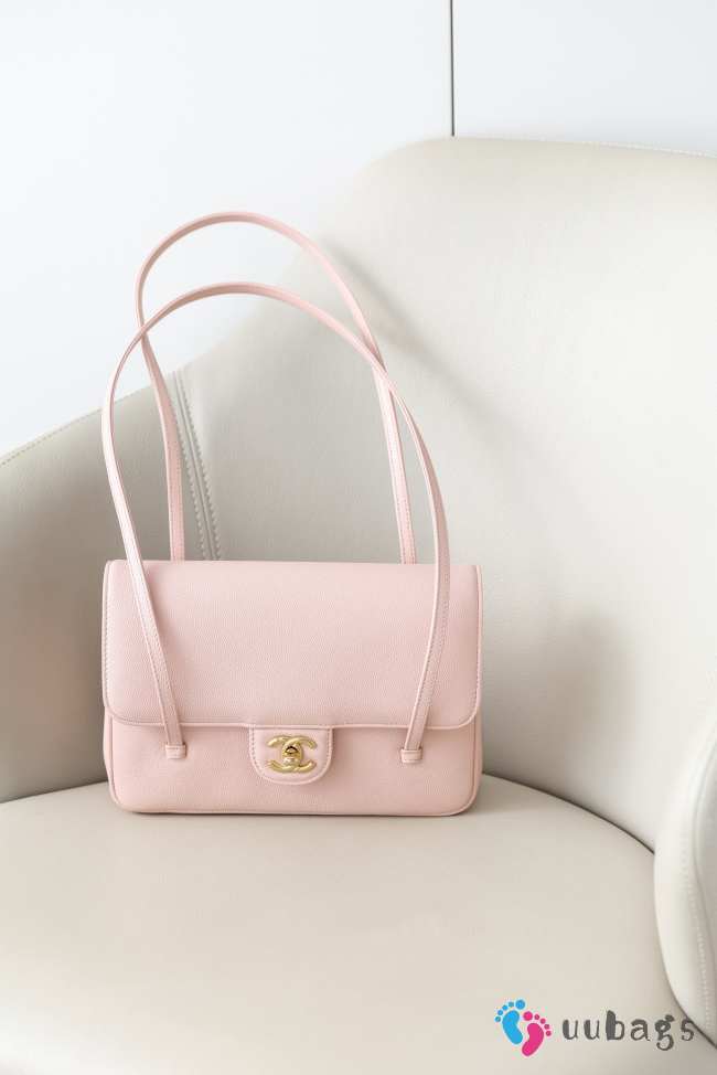 Uubags Chanel Medium Bowling Bag Grained Shiny Calfskin & Gold-Tone Metal In Light Pink 15x22x7cm - 1