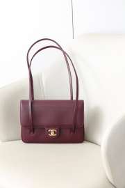 Uubags Chanel Medium Bowling Bag Grained Shiny Calfskin & Gold-Tone Metal In Burgundy 15x22x7cm - 1