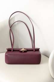 Uubags Chanel Medium Bowling Bag Grained Shiny Calfskin & Gold-Tone Metal In Burgundy 15x22x7cm - 3