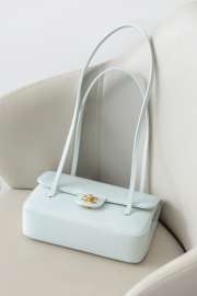 Uubags Chanel Medium Bowling Bag Grained Shiny Calfskin & Gold-Tone Metal In Light Blue 15x22x7cm - 4
