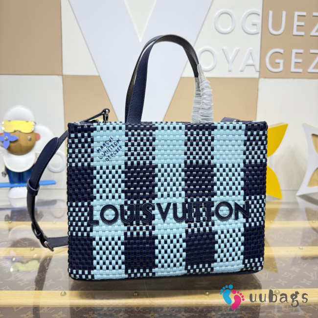 Uubags Louis Vuitton N40879 Mini Shopper Tote Bag In Baby Blue/Navy Blue 26x20x10cm - 1