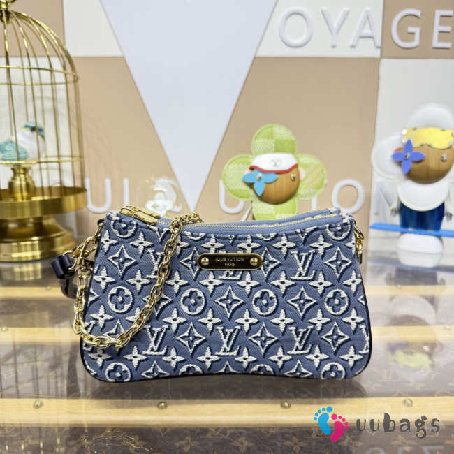 Uubags Louis Vuitton M29895 Pochette Liv Monogram Emblème Bleu 24.5x13.5x6.5cm - 1