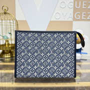 Uubags Louis Vuitton M2A310 Poche Toilette Bag Blue 88 Monogram Embleme Cotton Canvas 25x20x5.5cm - 1