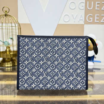 Uubags Louis Vuitton M2A310 Poche Toilette Bag Blue 88 Monogram Embleme Cotton Canvas 25x20x5.5cm