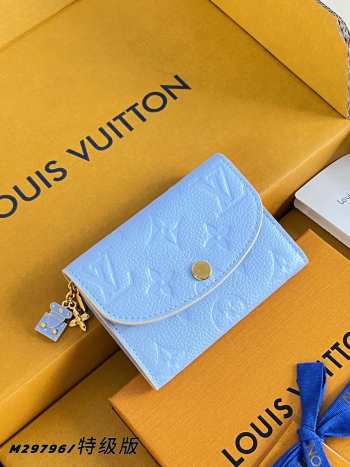 Uubags Louis Vuitton M29805 Rosalie Coin Wallet Iris Blue/Poplar Color Cowhide Leather 11x8x2.5cm