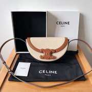 Uubags Celine Tan Smooth Calfskin Leather Neutral Canvas Besace Cuir Triomphe Crossbody Bag 23x13.5x6cm - 1