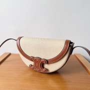 Uubags Celine Tan Smooth Calfskin Leather Neutral Canvas Besace Cuir Triomphe Crossbody Bag 23x13.5x6cm - 5