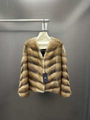 Uubags Fendi Brown Chevron Mink Coat - 1