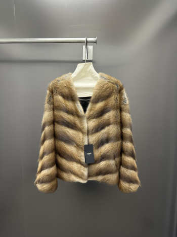 Uubags Fendi Brown Chevron Mink Coat