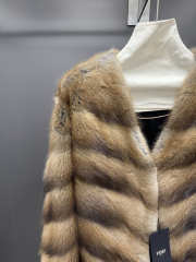 Uubags Fendi Brown Chevron Mink Coat - 4