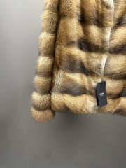 Uubags Fendi Brown & Gold Striped Fur Jacket - 6