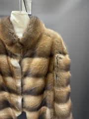 Uubags Fendi Brown & Gold Striped Fur Jacket - 5