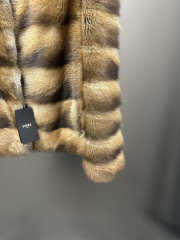 Uubags Fendi Brown & Gold Striped Fur Jacket - 2
