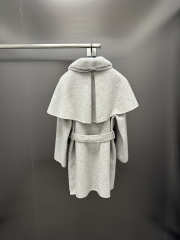 Uubags Max Mara Grey Wool Coat With Fur Collar & Belt - 6
