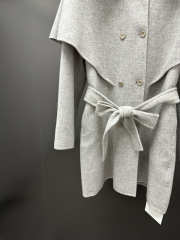 Uubags Max Mara Grey Wool Coat With Fur Collar & Belt - 3