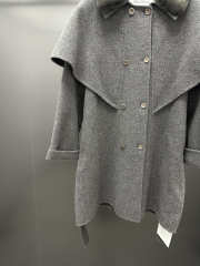 Uubags Max Mara Dark Gray Wool Coat With Fur Collar & Belt - 3