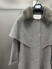 Uubags Max Mara Dark Gray Wool Coat With Fur Collar & Belt - 4