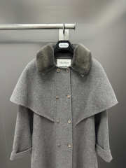 Uubags Max Mara Dark Gray Wool Coat With Fur Collar & Belt - 6