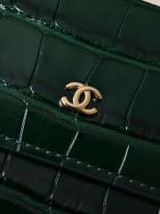 Uubags Chanel Classic Embossed Crocodile Small Trifold Flap Wallet Green 10.5x11.5x3cm - 5