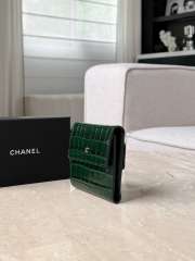 Uubags Chanel Classic Embossed Crocodile Small Trifold Flap Wallet Green 10.5x11.5x3cm - 2