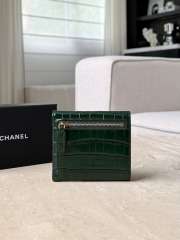 Uubags Chanel Classic Embossed Crocodile Small Trifold Flap Wallet Green 10.5x11.5x3cm - 3