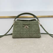 Uubags Dior Adiorable Top Handle Mini Bag Soupir Green Macrocannage Suede Goatskin 22.5x13x9cm - 1