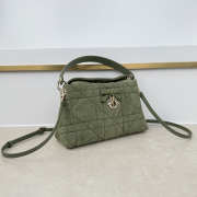 Uubags Dior Adiorable Top Handle Mini Bag Soupir Green Macrocannage Suede Goatskin 22.5x13x9cm - 3