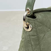 Uubags Dior Adiorable Top Handle Mini Bag Soupir Green Macrocannage Suede Goatskin 22.5x13x9cm - 5