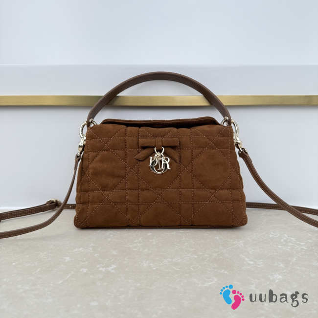 Uubags Dior Adiorable Top Handle Mini Bag Marron Bobby Macrocannage Suede Goatskin 22.5x13x9cm - 1