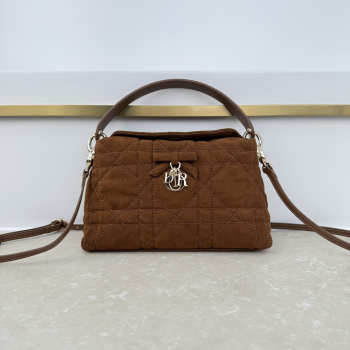 Uubags Dior Adiorable Top Handle Mini Bag Marron Bobby Macrocannage Suede Goatskin 22.5x13x9cm