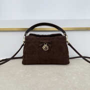 Uubags Dior Adiorable Top Handle Mini Bag Cocoa Macrocannage Suede Goatskin 22.5x13x9cm - 1