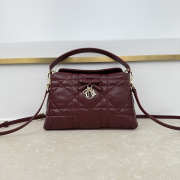 Uubags Dior Adiorable Top Handle Mini Bag Hermitage Red Macrocannage Lambskin 22.5x13x9cm - 1