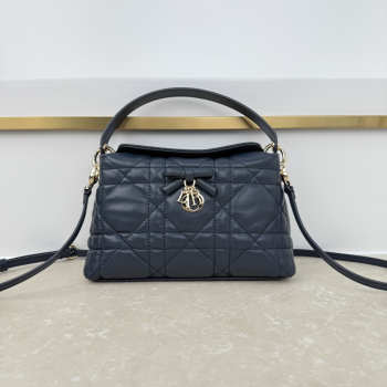 Uubags Dior Adiorable Top Handle Mini Bag Navy Blue Macrocannage Lambskin 22.5x13x9cm