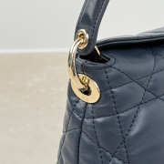 Uubags Dior Adiorable Top Handle Mini Bag Navy Blue Macrocannage Lambskin 22.5x13x9cm - 3