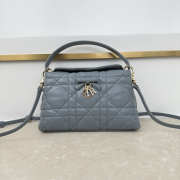 Uubags Dior Adiorable Top Handle Mini Bag Blue Gray Macrocannage Lambskin 22.5x13x9cm - 1
