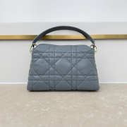 Uubags Dior Adiorable Top Handle Mini Bag Blue Gray Macrocannage Lambskin 22.5x13x9cm - 6