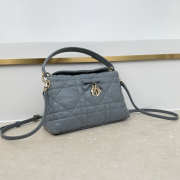 Uubags Dior Adiorable Top Handle Mini Bag Blue Gray Macrocannage Lambskin 22.5x13x9cm - 3