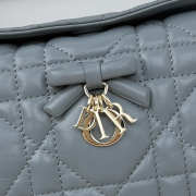 Uubags Dior Adiorable Top Handle Mini Bag Blue Gray Macrocannage Lambskin 22.5x13x9cm - 2