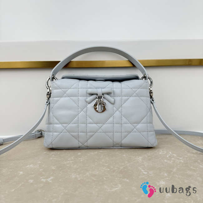 Uubags Dior Adiorable Top Handle Mini Bag Ice Blue Macrocannage Lambskin 22.5x13x9cm - 1