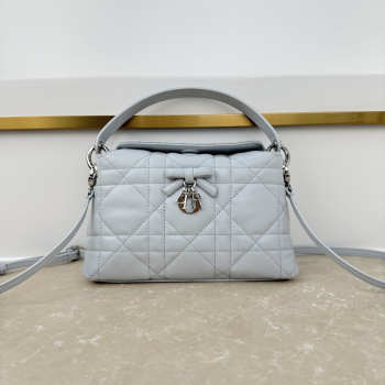 Uubags Dior Adiorable Top Handle Mini Bag Ice Blue Macrocannage Lambskin 22.5x13x9cm