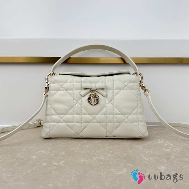 Uubags Dior Adiorable Top Handle Mini Bag Latte Macrocannage Lambskin 22.5x13x9cm - 1