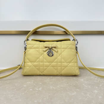 Uubags Dior Adiorable Top Handle Mini Bag Yellow Macrocannage Lambskin 22.5x13x9cm