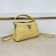 Uubags Dior Adiorable Top Handle Mini Bag Yellow Macrocannage Lambskin 22.5x13x9cm - 5