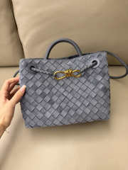 Uubags Bottega Veneta small Andiamo bag in supple intrecciato suede with denim effect cloudy indigo/gravel 25x20x10cm - 1