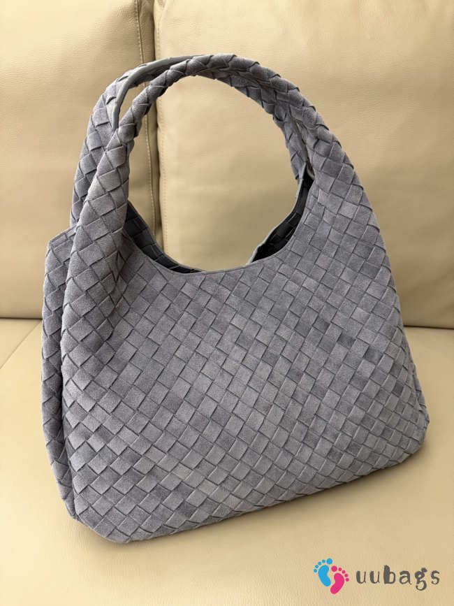 Uubags Bottega Veneta medium Campana bag in intrecciato suede with denim effect cloudy indigo 33x20x16.5cm - 1